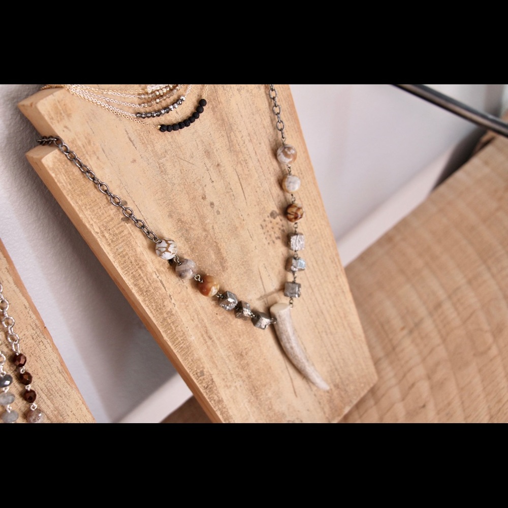 Natural Pyrite with Antler Necklace